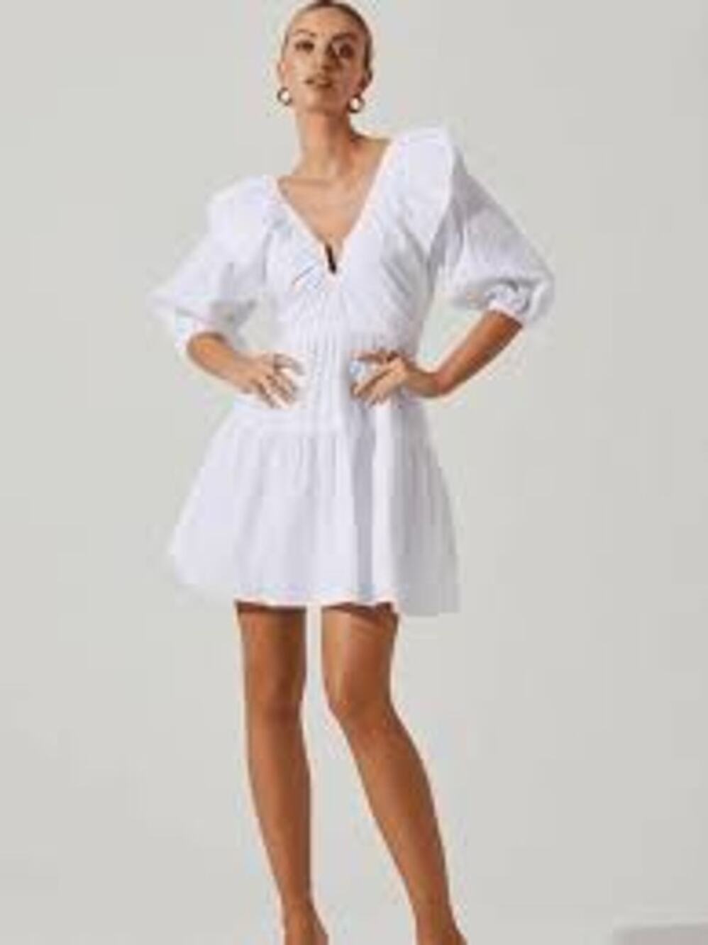ASTR The Label Tiered Puff Sleeve Babydoll Mini Dress Lilac NWT Size M, NEW